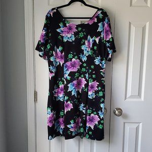 Single Dresses Floral Fit And Flare Black Purple